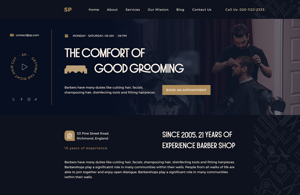 Barbershop website design