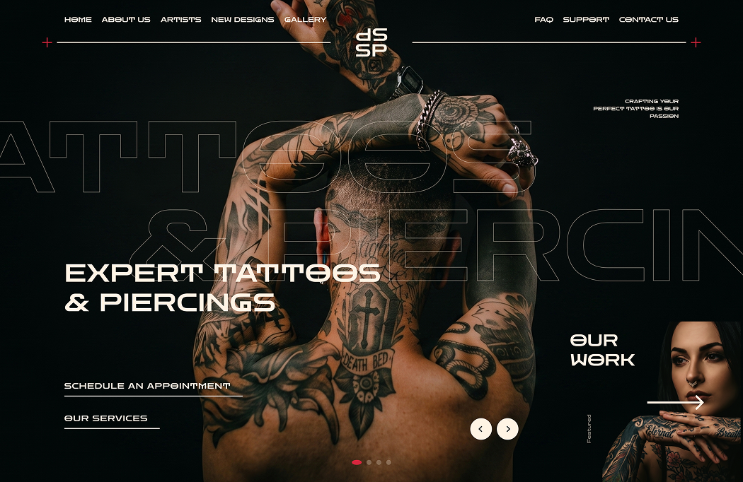 Tattoo studio website design