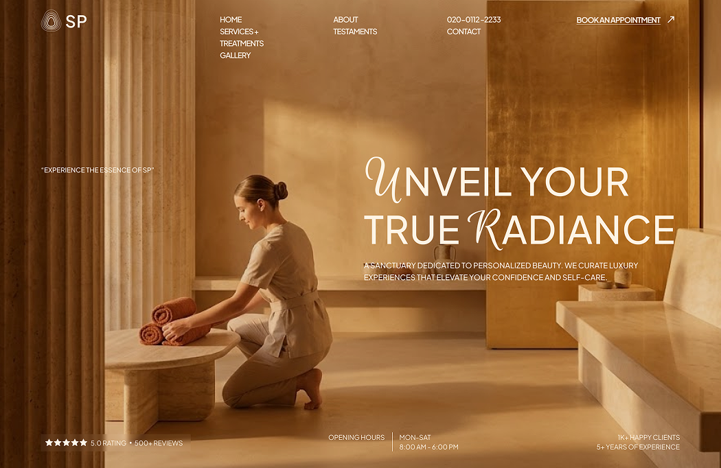 Wellness studio website design