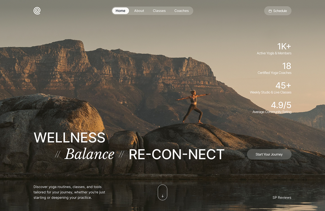 Yoga classes website design
